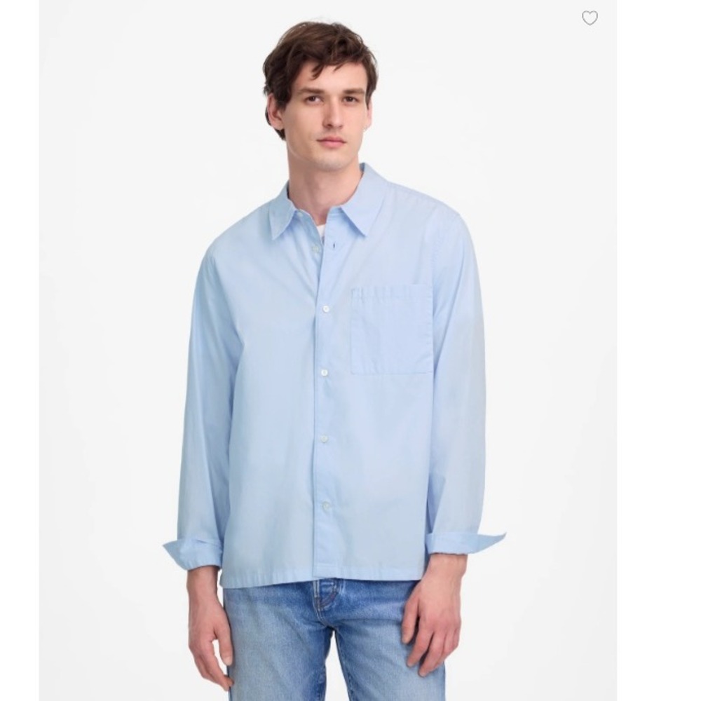 Madewell Shirt Men's XS Whisper Blue Cotton Button Up Straight Hem NU269